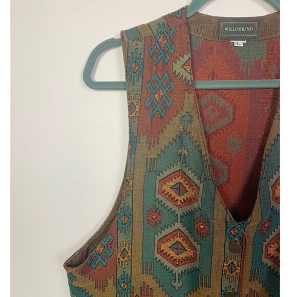 Vintage Willowbend Western Tapestry Button Up Vest, Size L - Picture 4 of 8